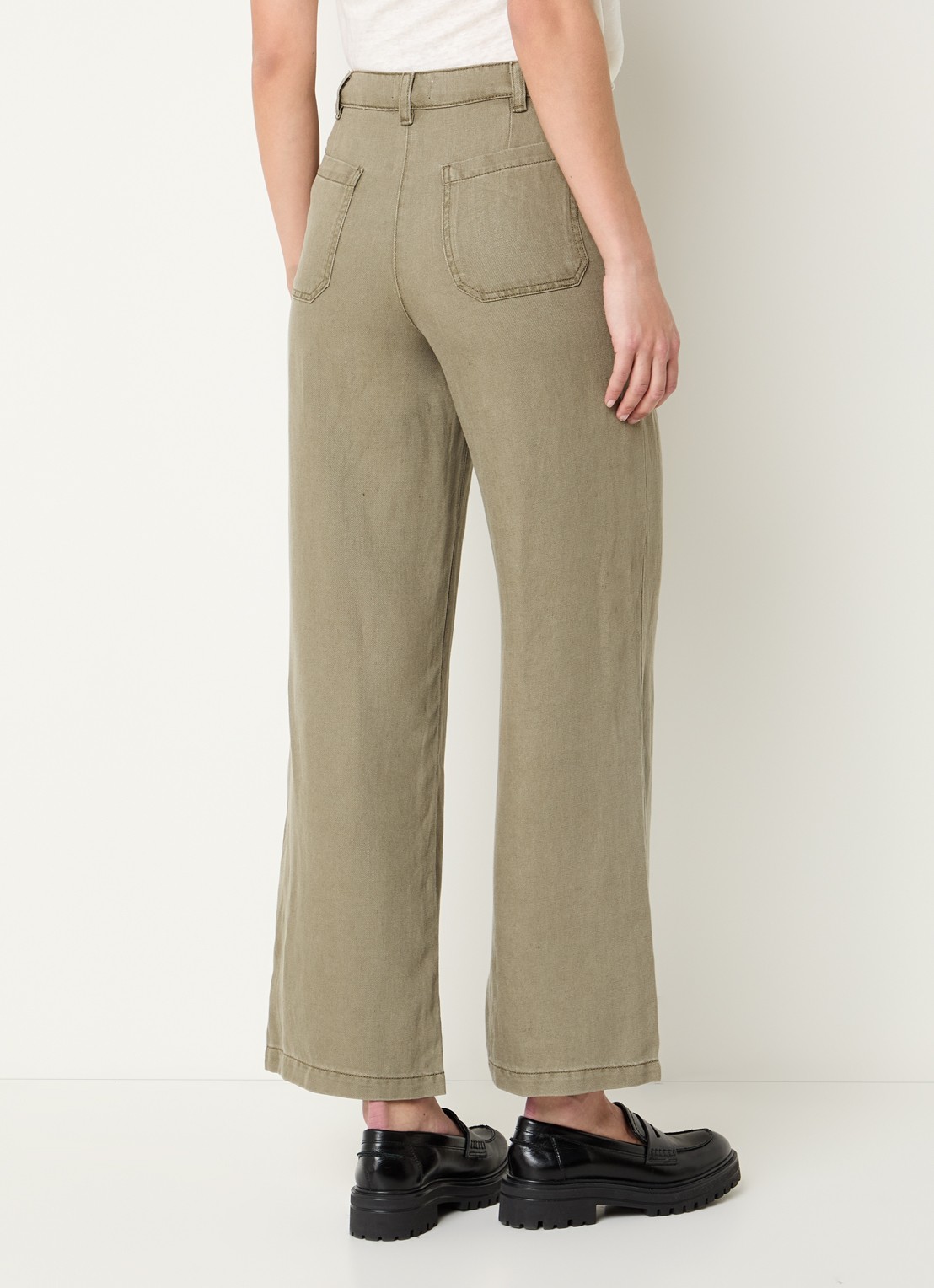 Gerard Darel Azilia high waist wide fit chino met steekzakken - achterkant mosgroen