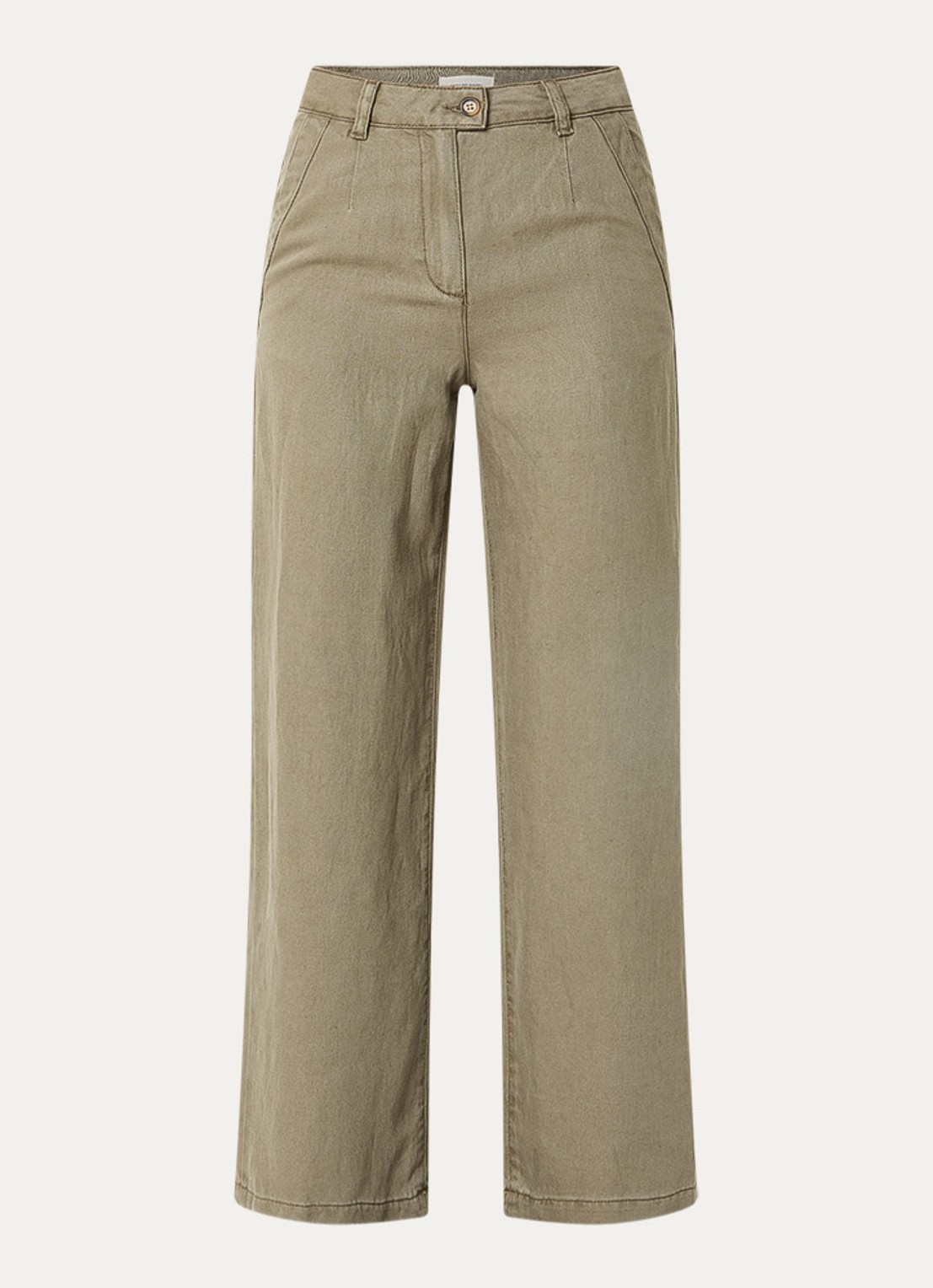 Gerard Darel Azilia high waist wide fit chino met steekzakken - voorkant 2 mosgroen