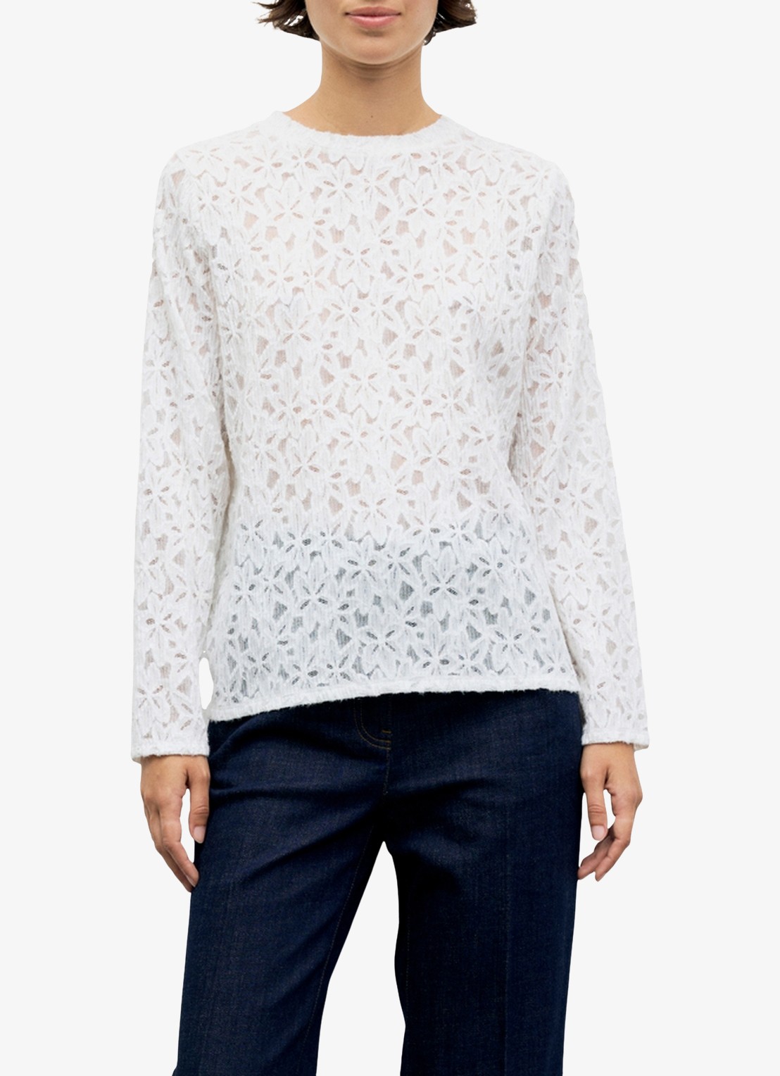 Gerard Darel Baby T-shirt van kant - detail creme