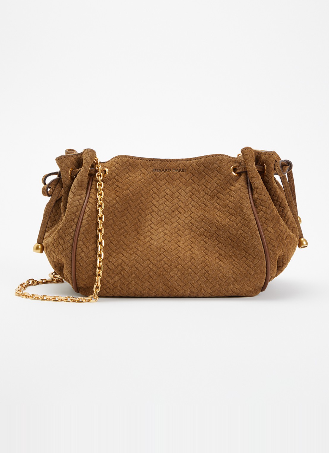 Gerard Darel Bag Le Mini crossbodytas van suède - voorkant taupe