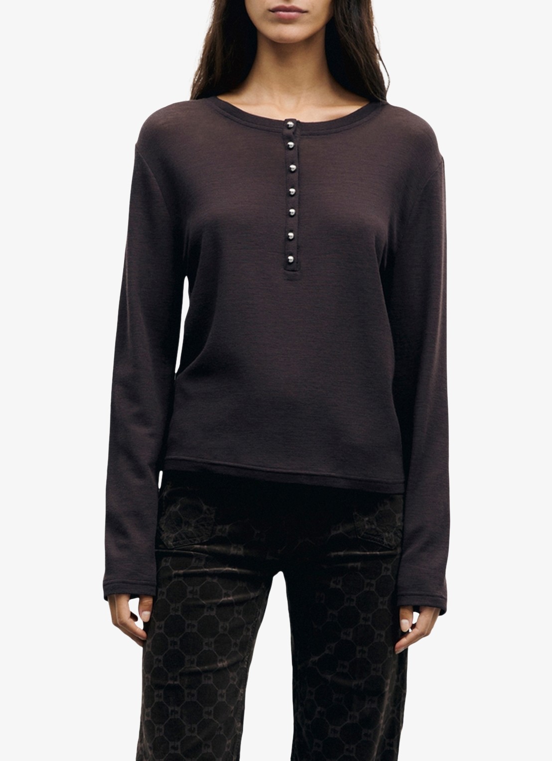 Gerard Darel Balie longsleeve van wol - detail bruin