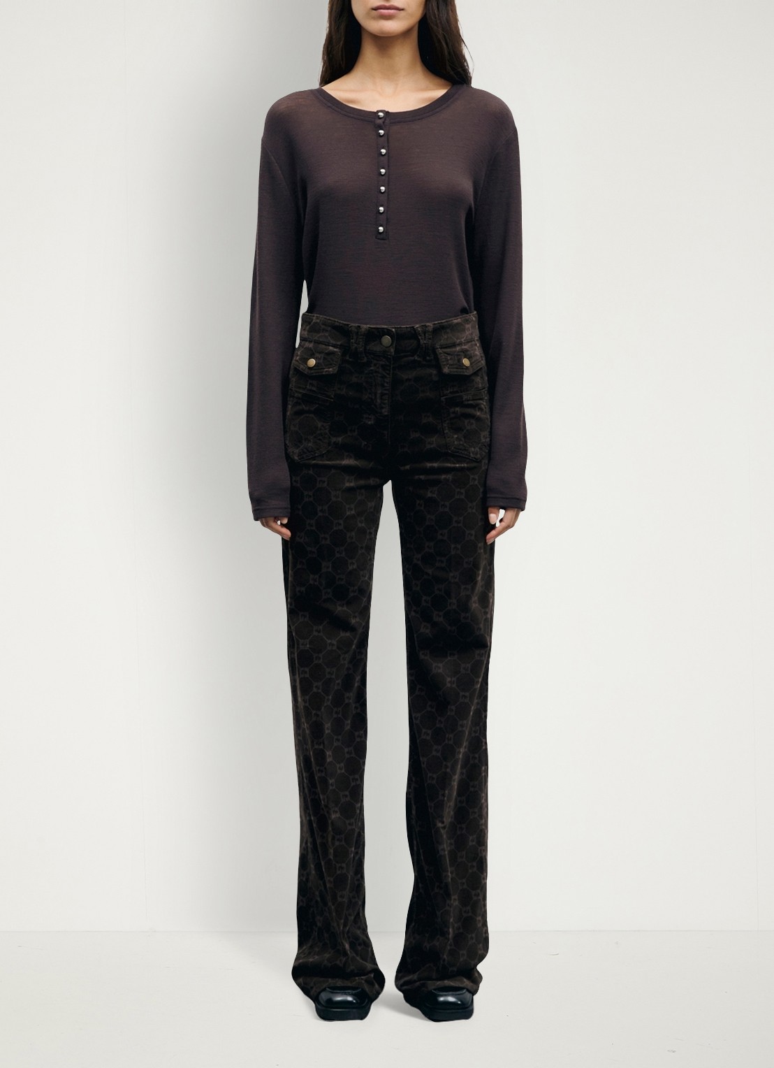 Gerard Darel Balie longsleeve van wol - voorkant 4 bruin