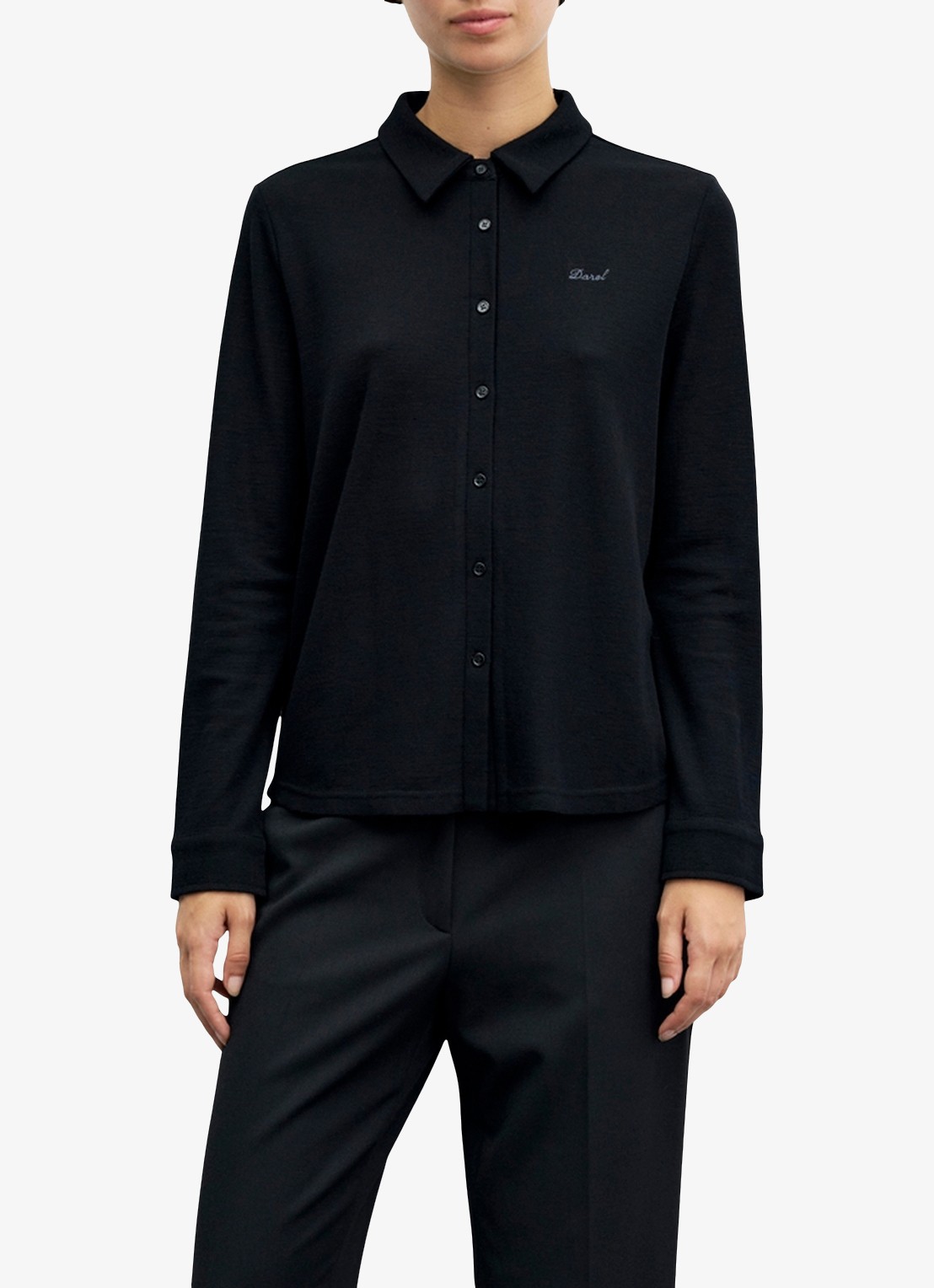 Gerard Darel Bambi blouse van wol met borduring - detail zwart
