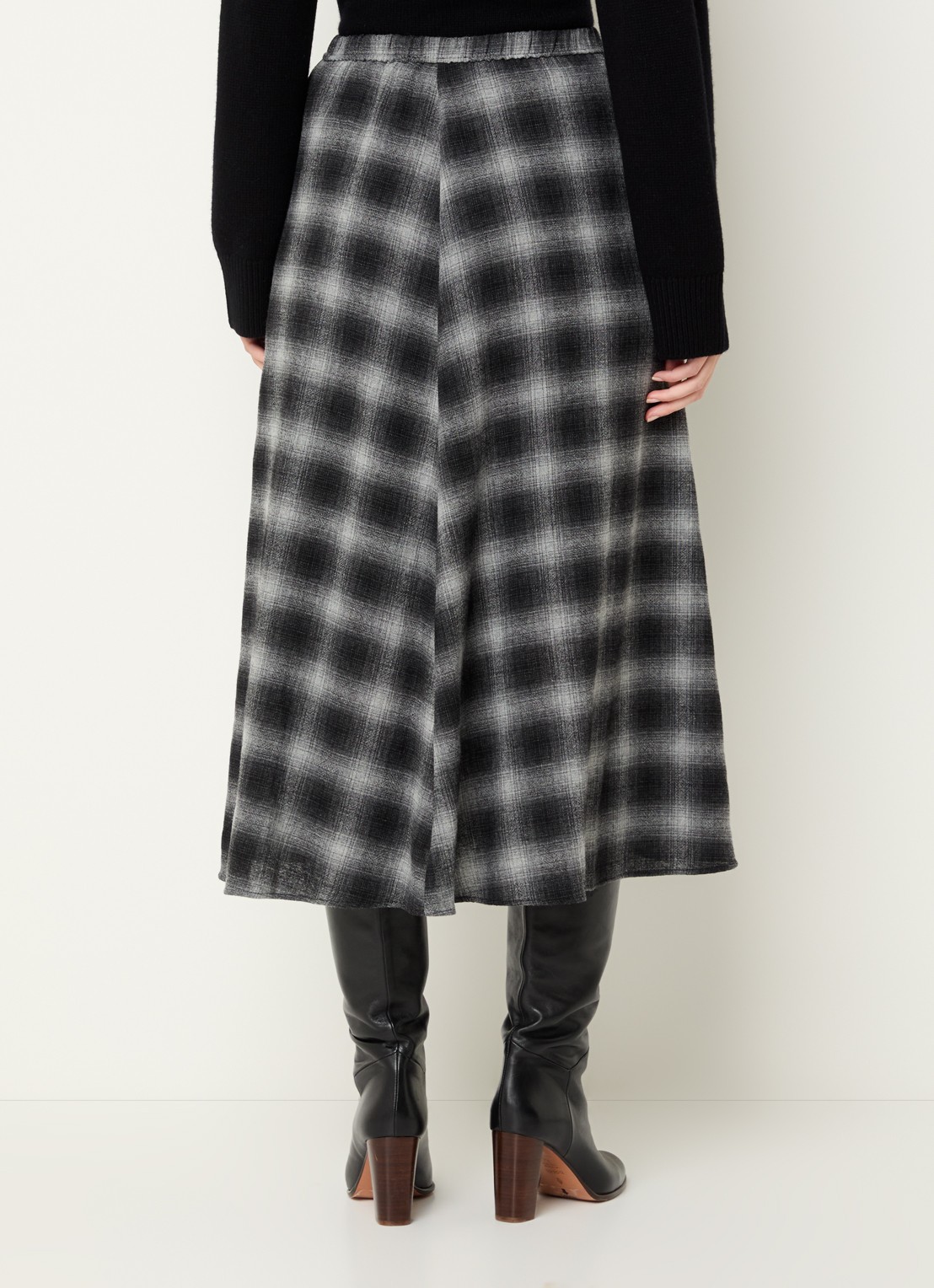 Gerard Darel Basma midi rok in scheerwolblend met ruitdessin - achterkant 4 donkergrijs