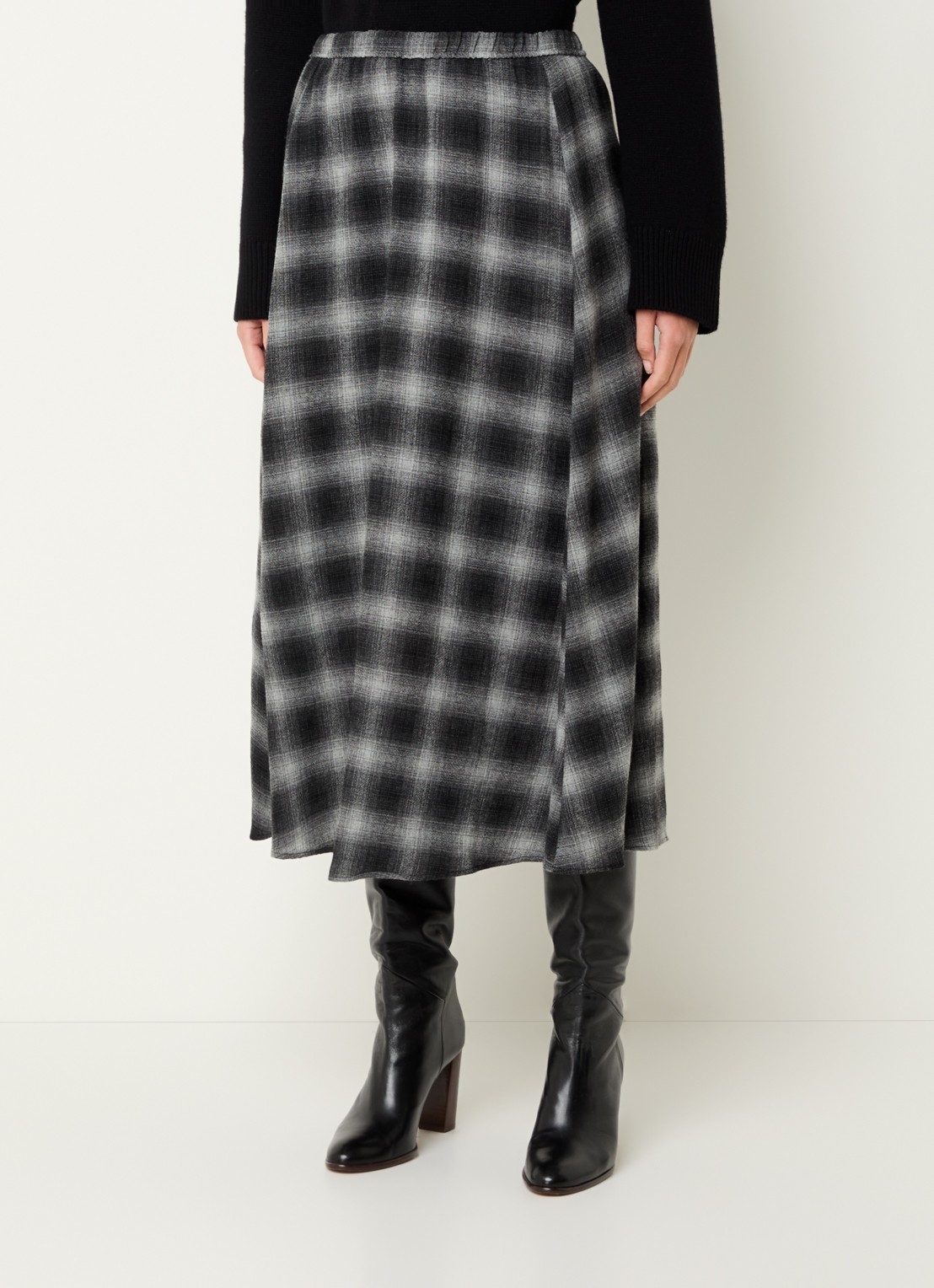 Gerard Darel Basma midi rok in scheerwolblend met ruitdessin - detail 3 donkergrijs