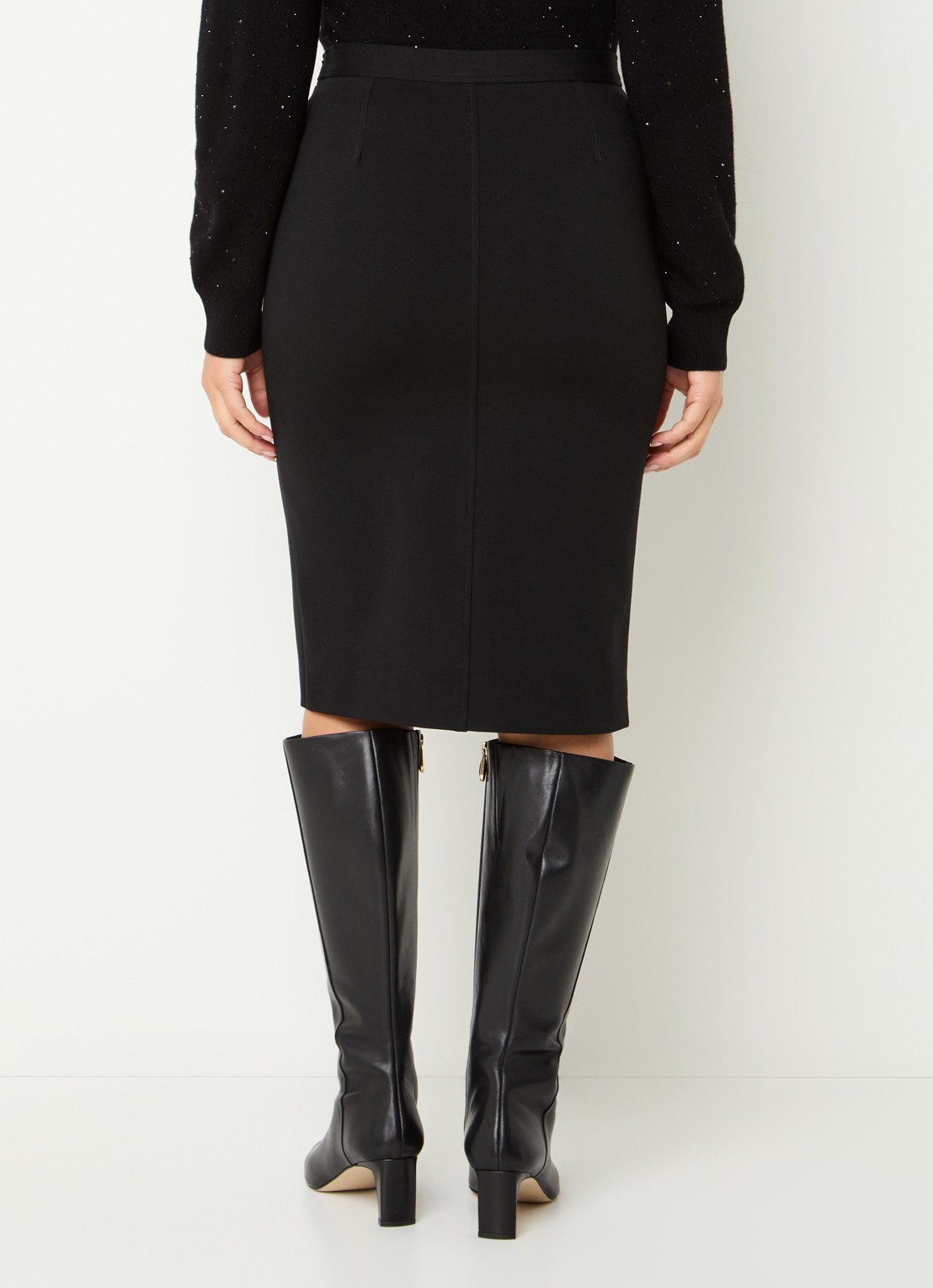Gerard Darel Beatrice midi kokerrok met siernaad - achterkant 4 zwart
