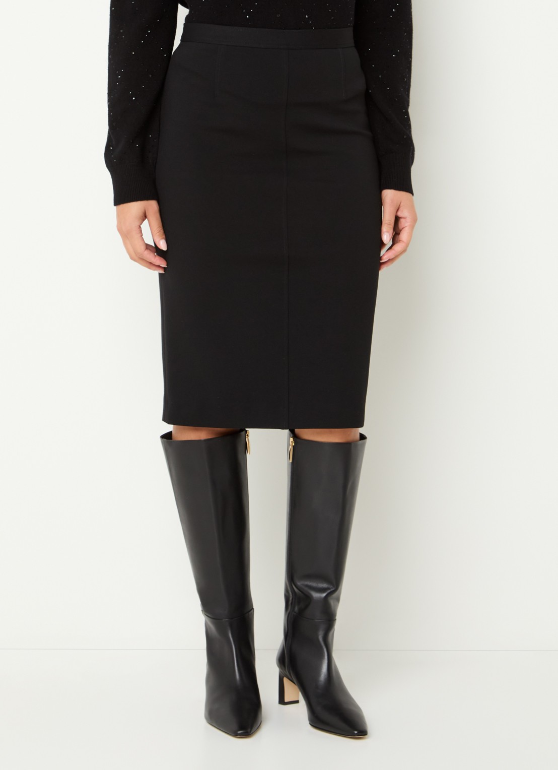 Gerard Darel Beatrice midi kokerrok met siernaad - detail zwart