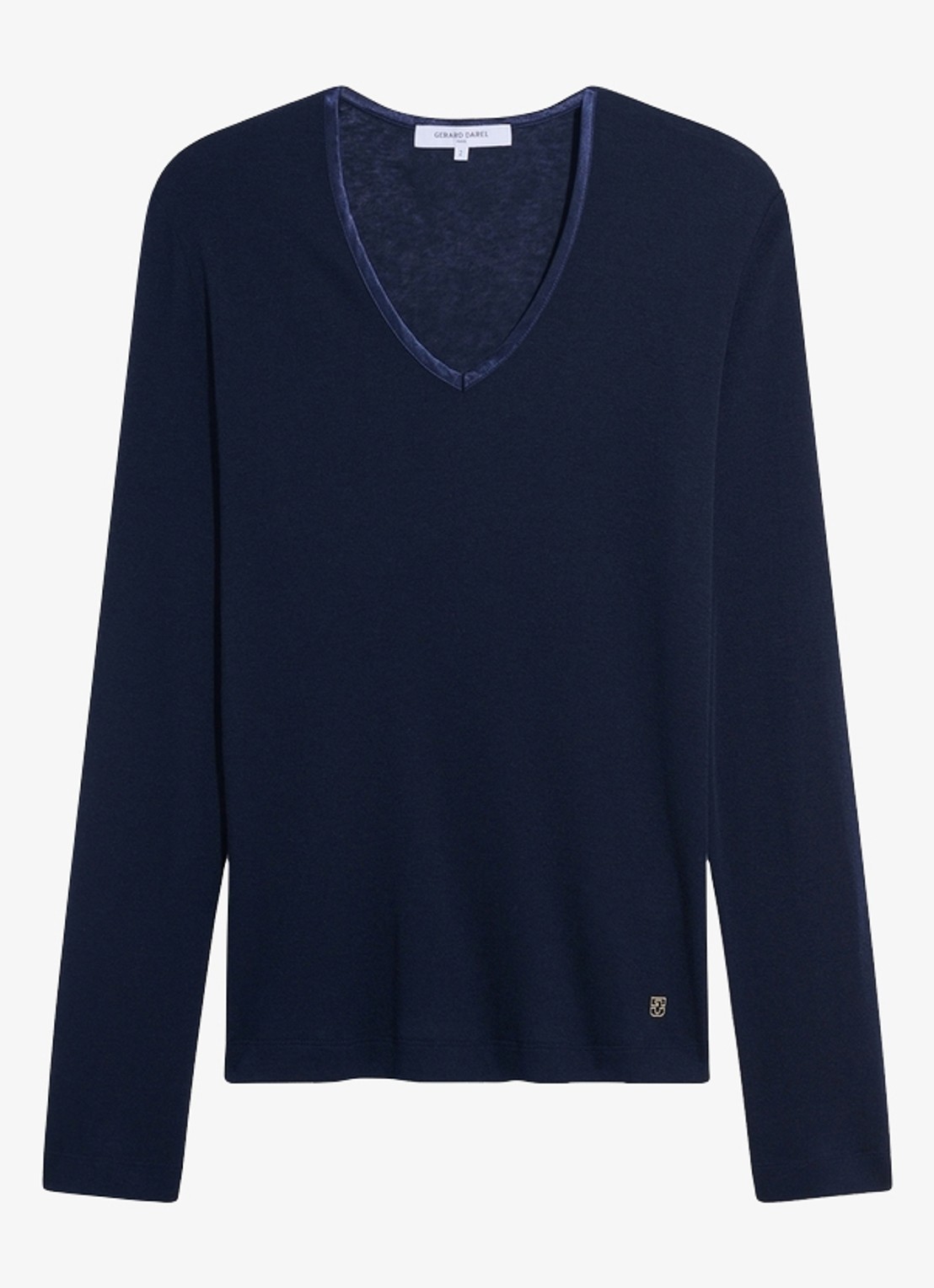 Gerard Darel Belen longsleeve in wolblend met V-hals - voorkant 3 donkerblauw