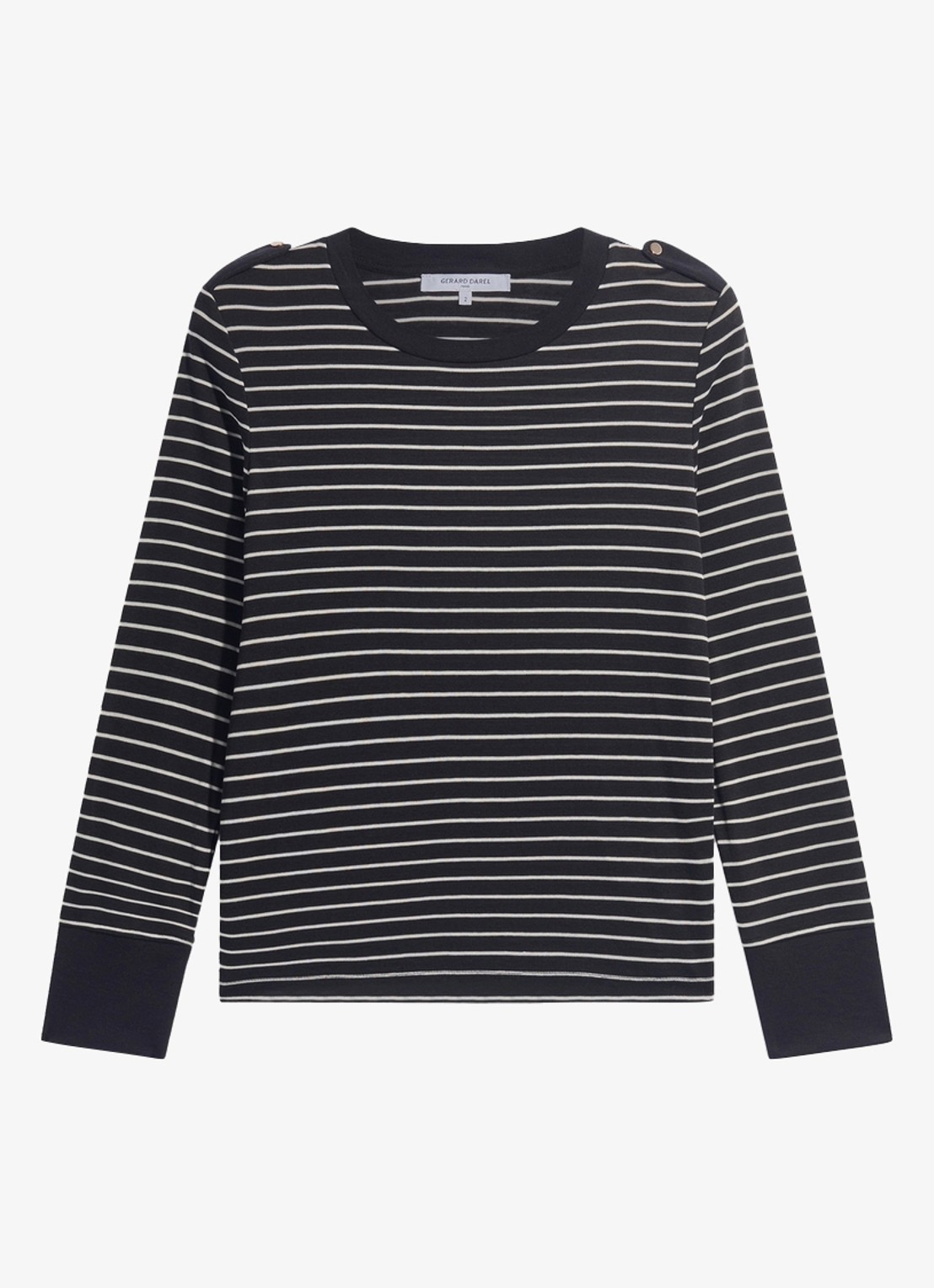 Gerard Darel Belia longsleeve in wolblend met streepprint - voorkant zwart
