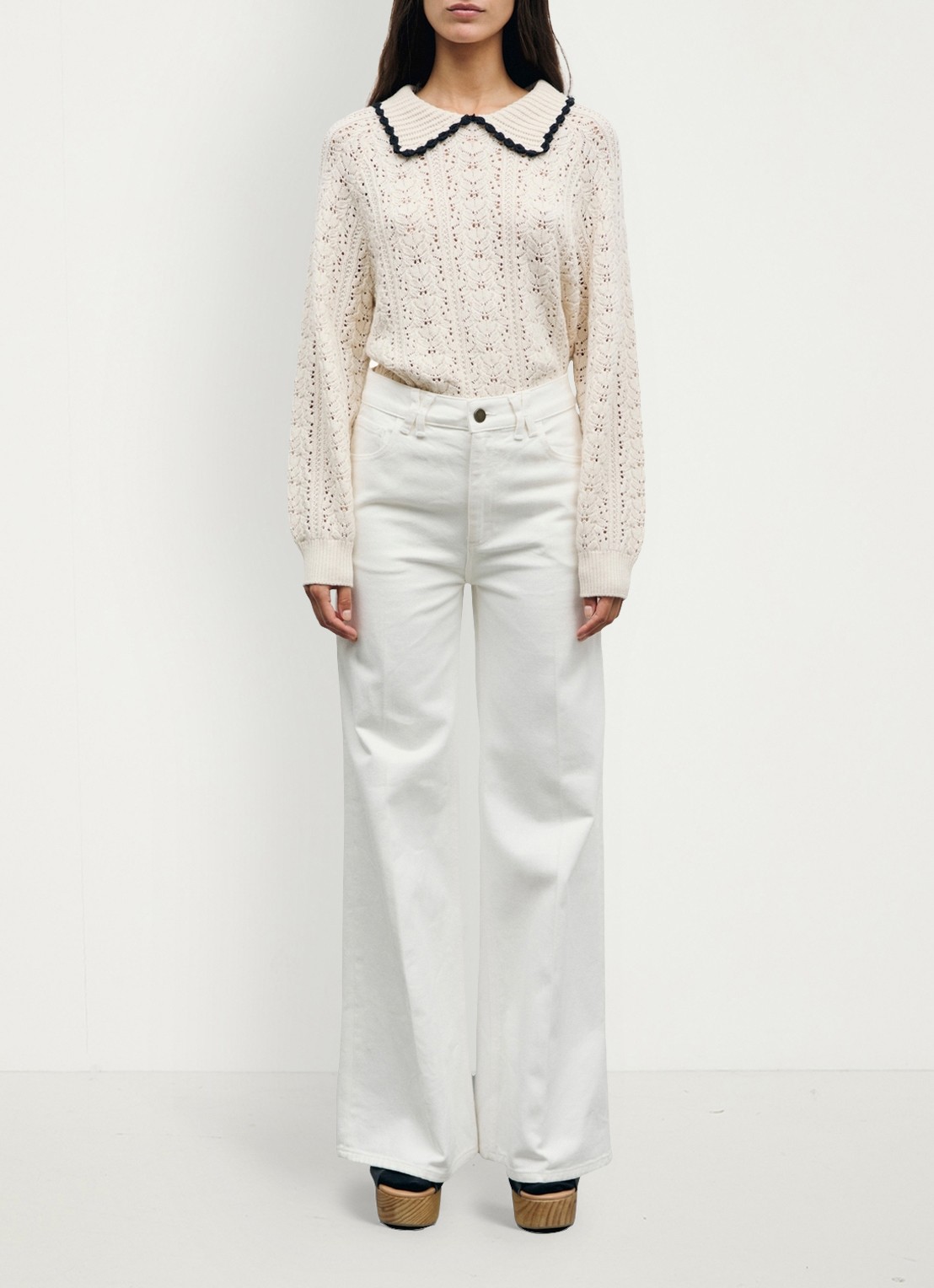 Gerard Darel Bianca high waist flared fit jeans met gekleurde wassing - voorkant 3 wit