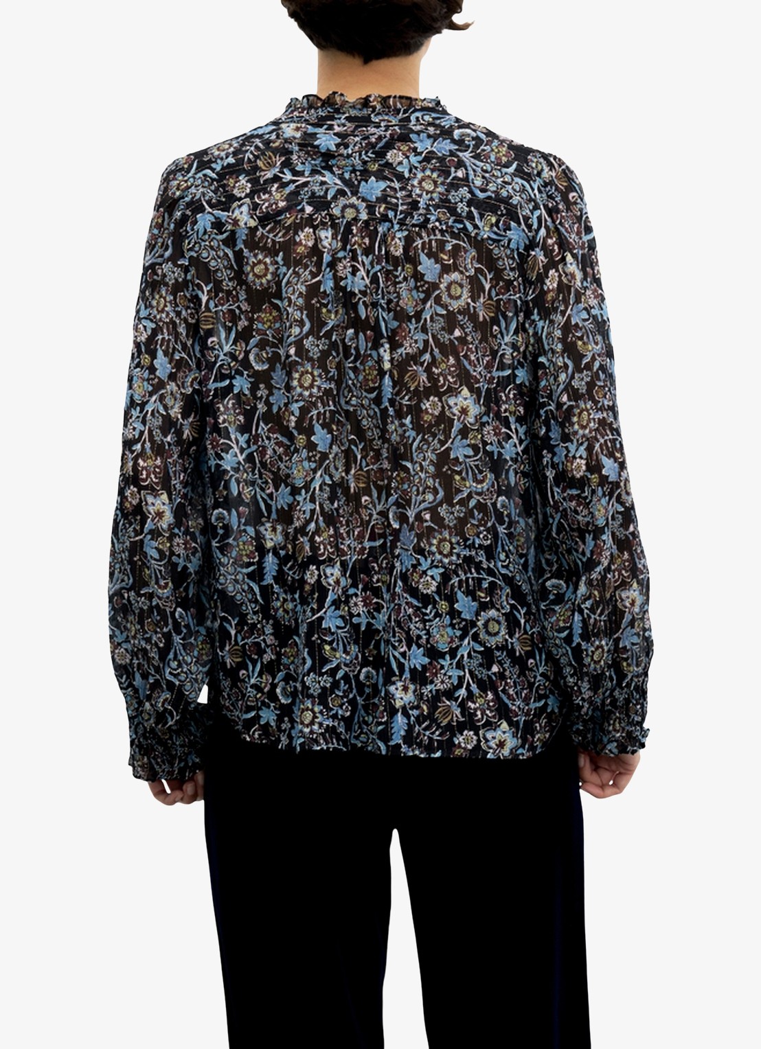 Gerard Darel Blouse in zijdeblend met bloemenprint - achterkant zwart