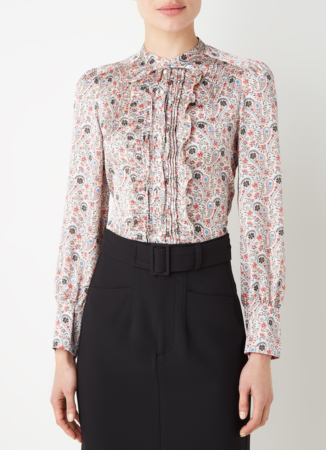 Gerard Darel Calicia blouse met paisley dessin en strikkraag - detail 3 blauw