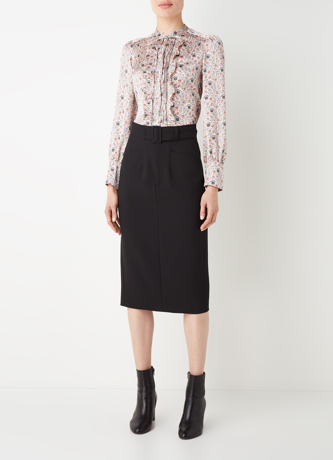 Gerard Darel Calicia blouse met paisley dessin en strikkraag - voorkant 2 blauw