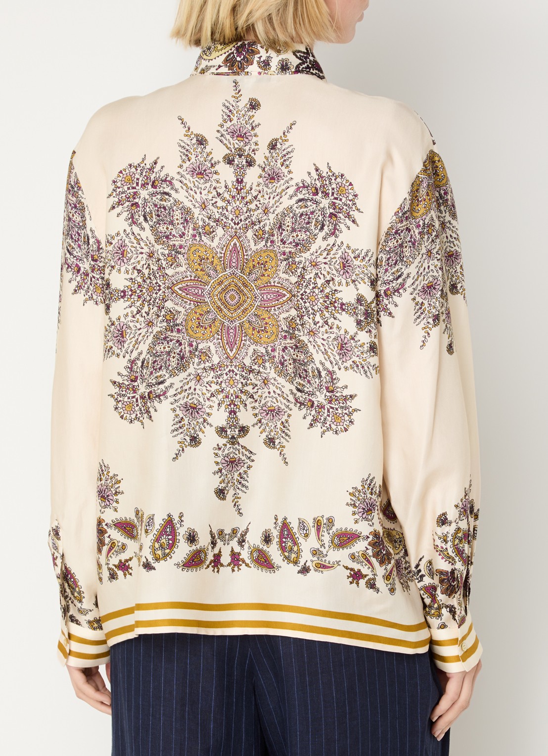 Gerard Darel Canna blouse van satijn met print - achterkant 2 beige