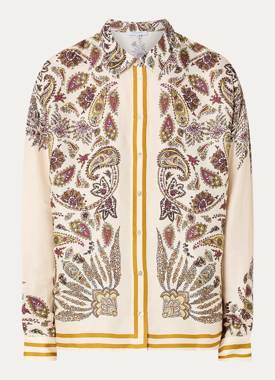 Gerard Darel Canna blouse van satijn met print - voorkant 3 beige