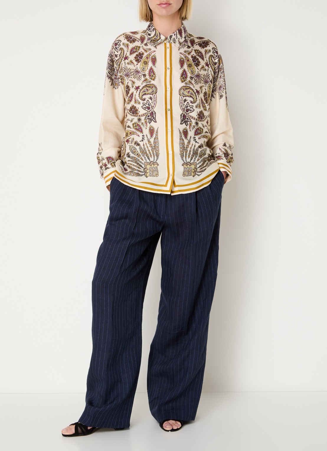 Gerard Darel Canna blouse van satijn met print - voorkant 4 beige