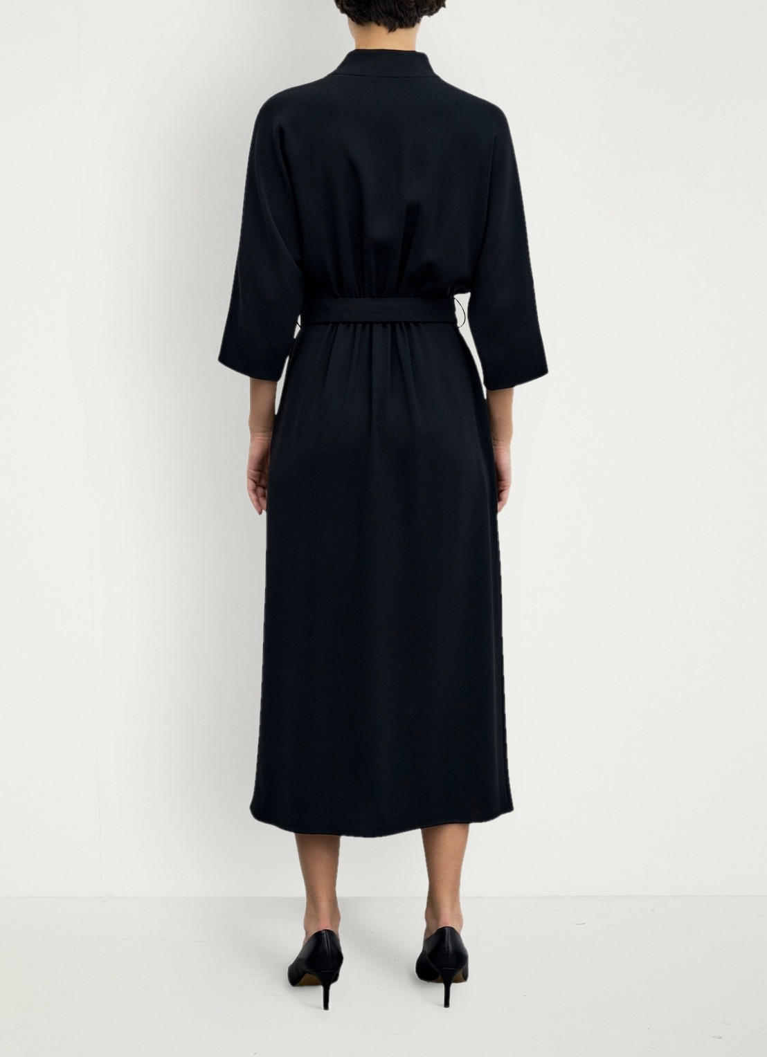 Gerard Darel Capu midi jurk met ceintuur - achterkant 5 zwart