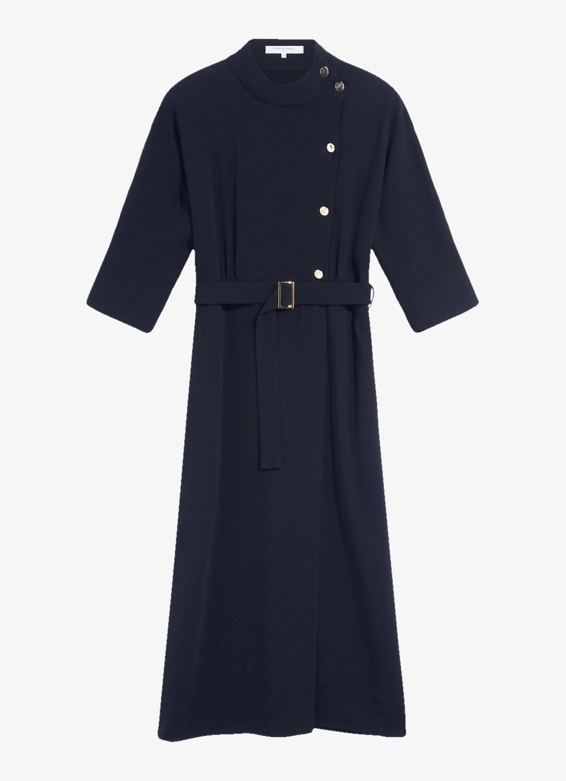 Gerard Darel Capu midi jurk met ceintuur - voorkant 3 zwart