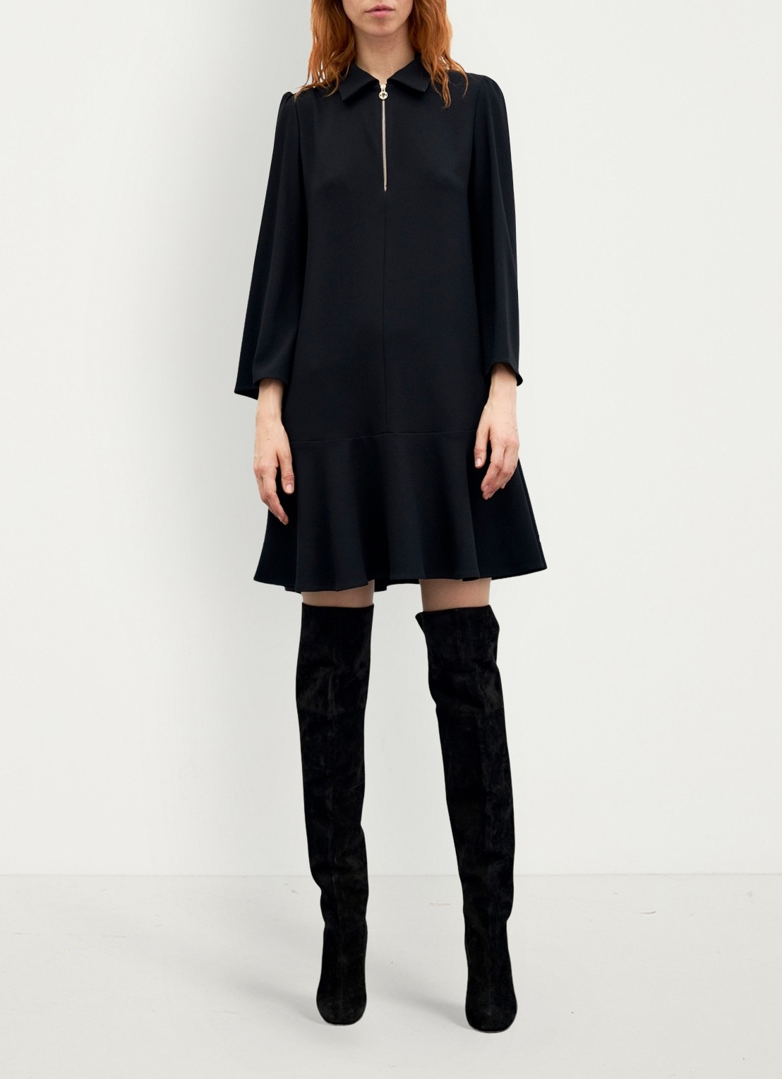 Gerard Darel Carla mini jurk met plooien - voorkant 5 zwart