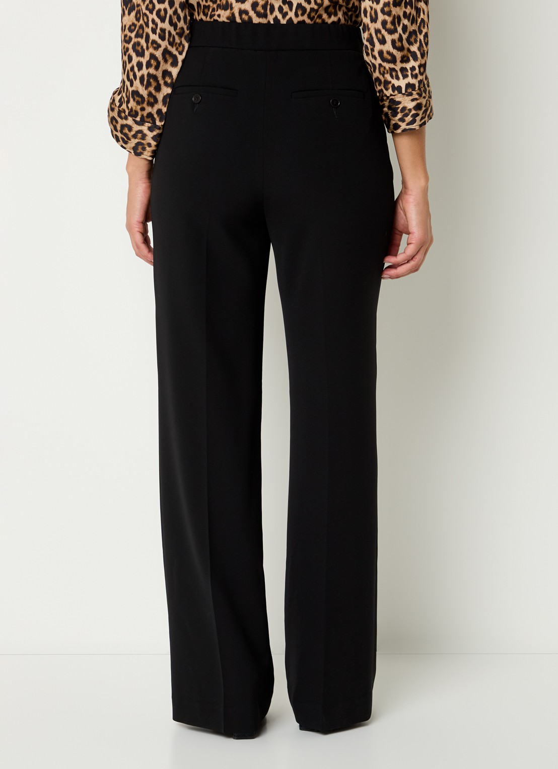Gerard Darel Caro high waist wide fit pantalon met steekzakken - achterkant zwart