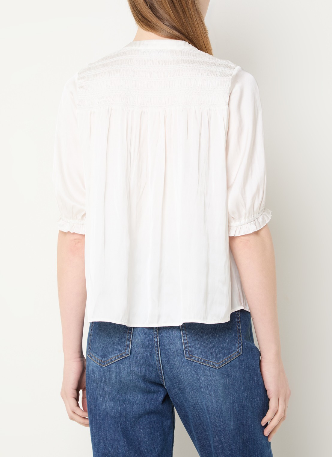 Gerard Darel Catrine blouse van satijn - achterkant 3 creme
