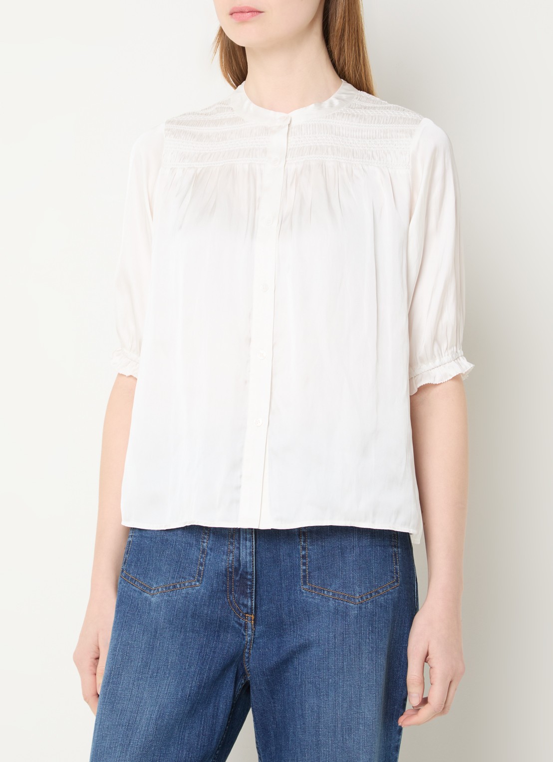 Gerard Darel Catrine blouse van satijn - detail 4 creme
