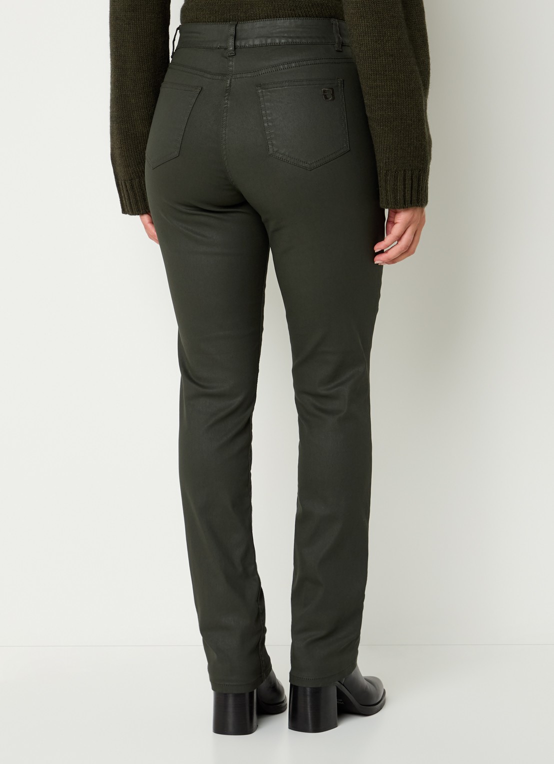 Gerard Darel Celine high waist slim fit jeans van imitatieleer - achterkant 5 khaki