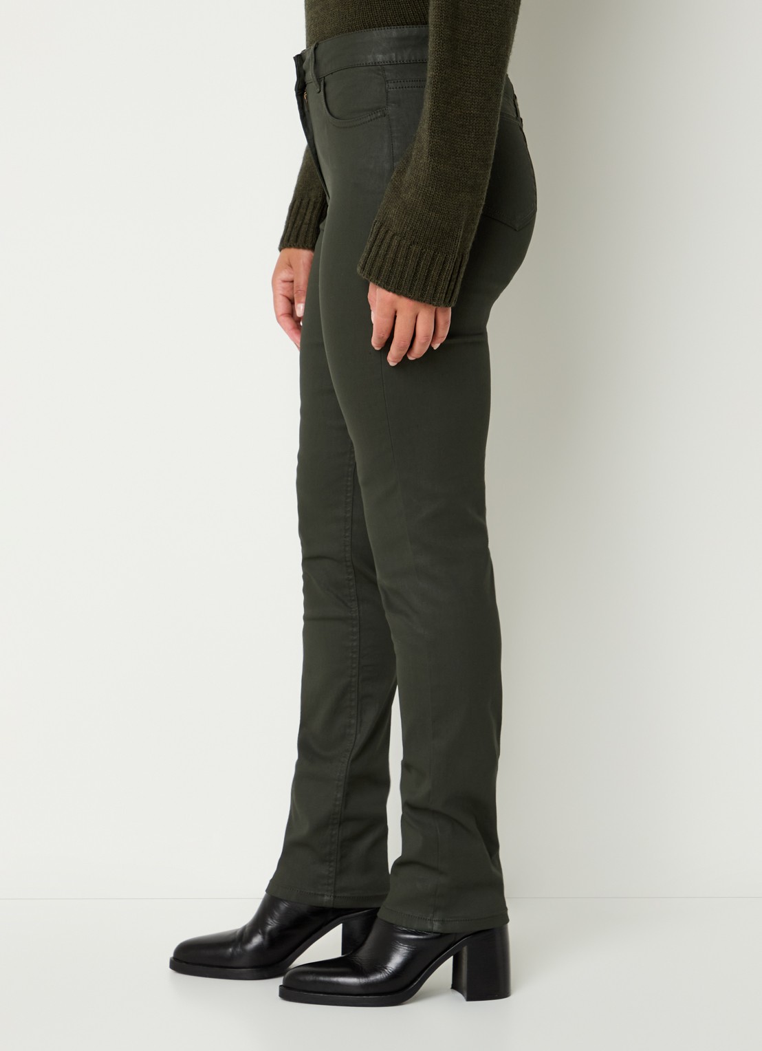 Gerard Darel Celine high waist slim fit jeans van imitatieleer - detail 4 khaki