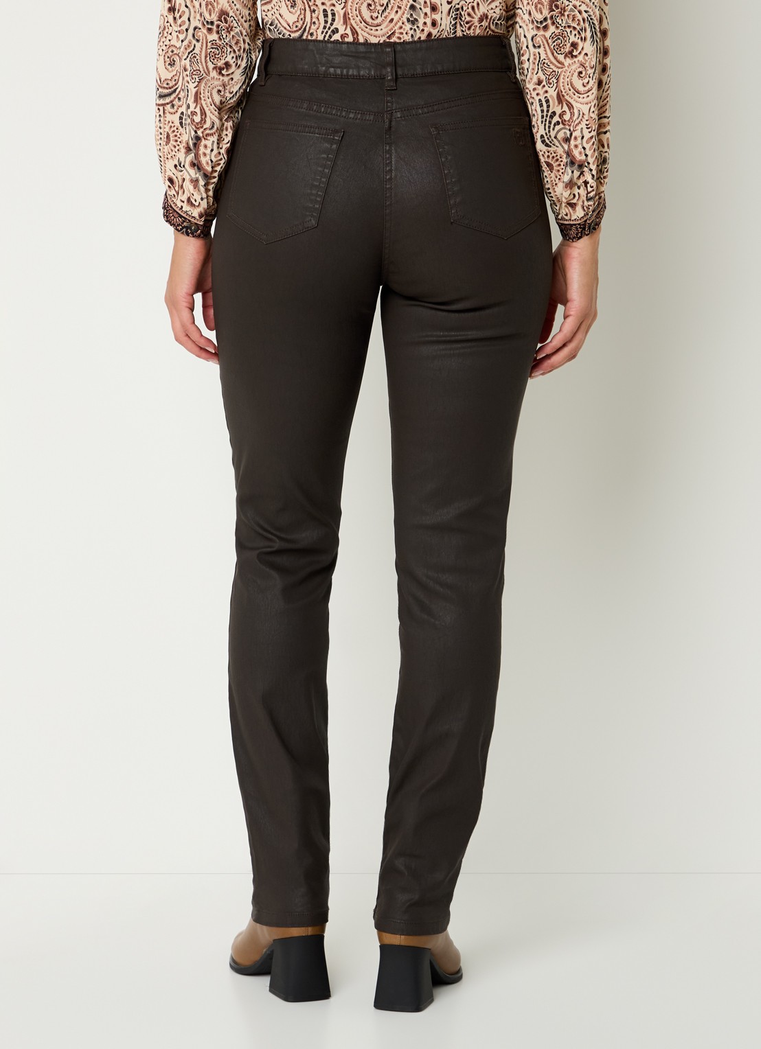 Gerard Darel Celine high waist slim fit jeans van imitatieleer - achterkant 5 bruin