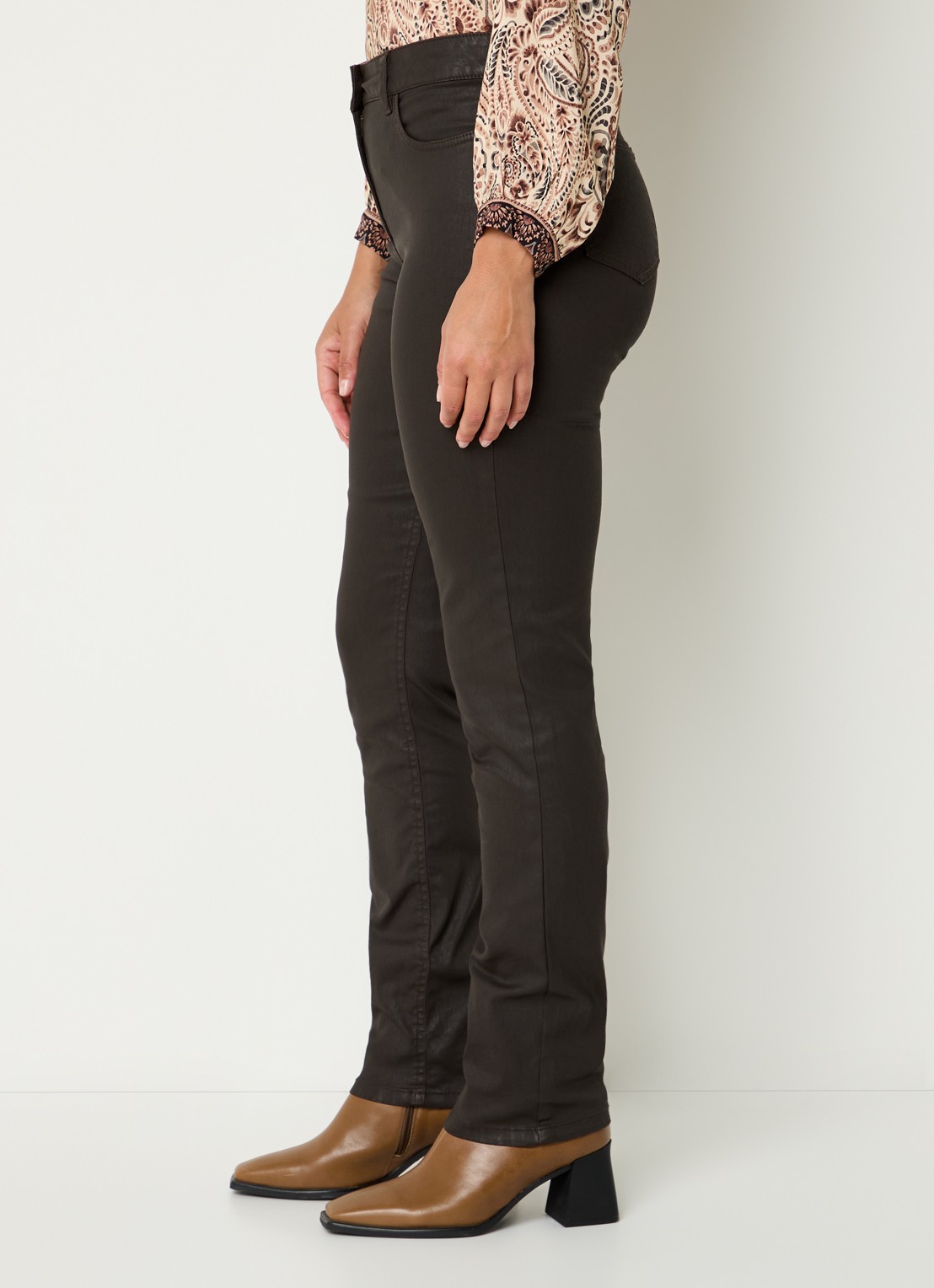 Gerard Darel Celine high waist slim fit jeans van imitatieleer - detail 2 bruin