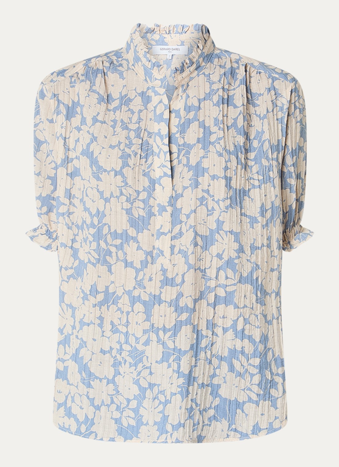 Gerard Darel Cephise blouse met bloemenprint - voorkant lichtblauw