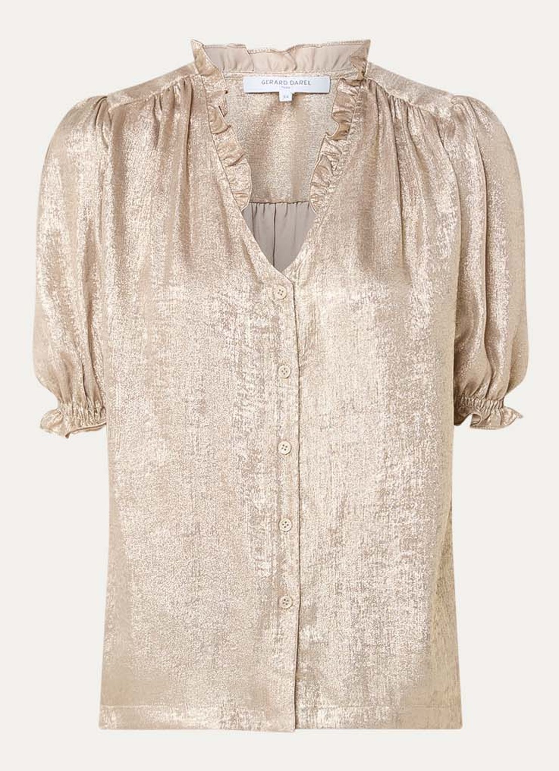 Gerard Darel Ceva tuniek met ballonmouw en met metallic finish - voorkant 3 goud