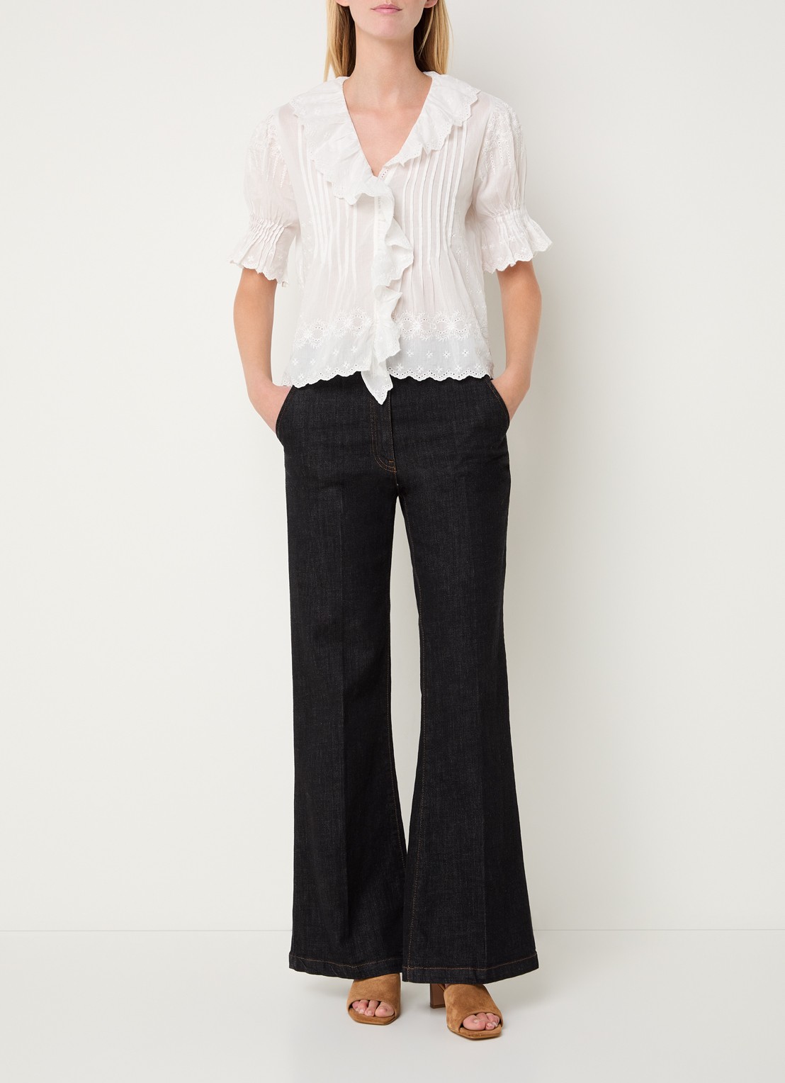 Gerard Darel Ceylia tuniek met broderie - voorkant 2 wit