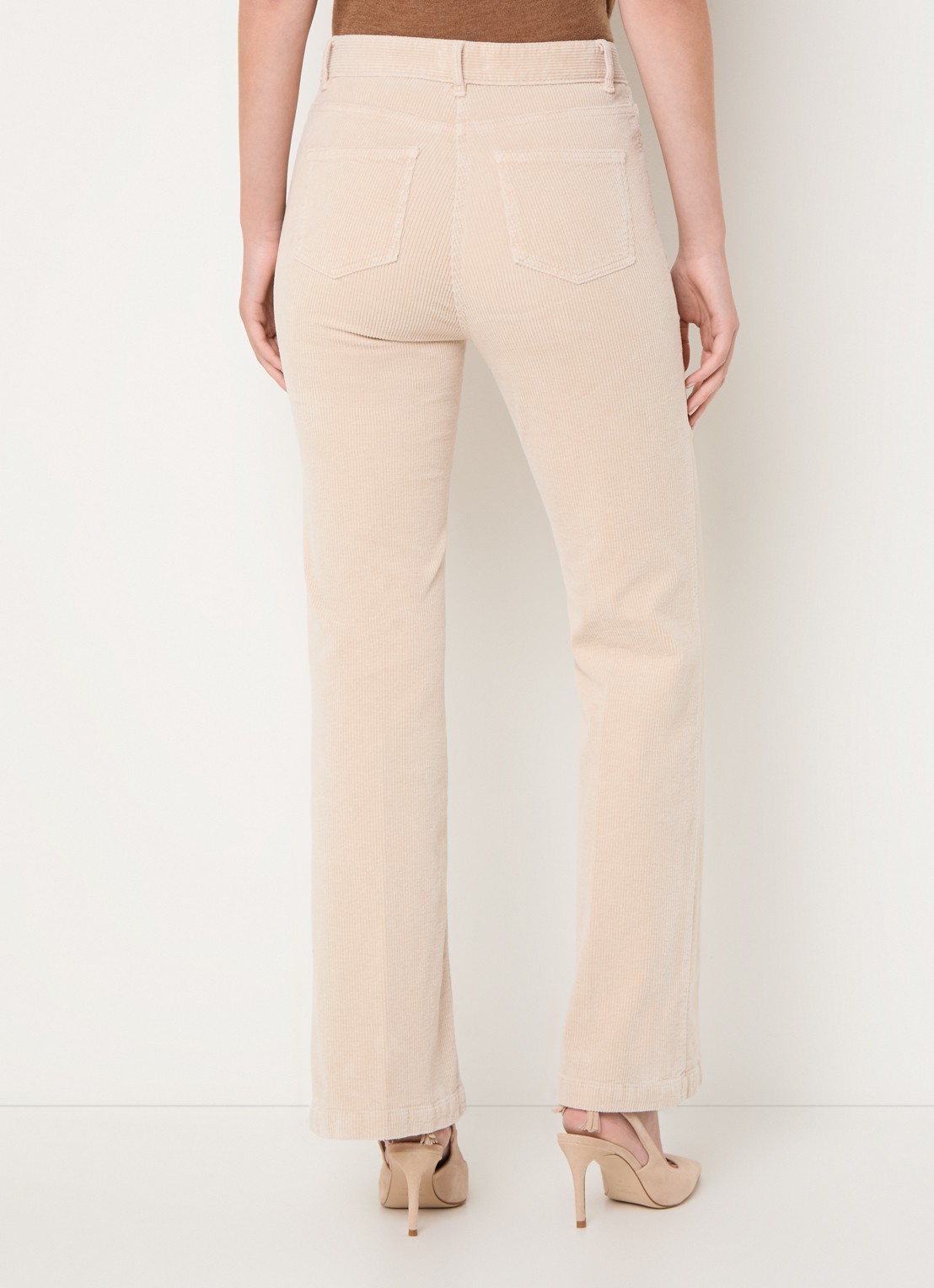 Gerard Darel Chantal high waist straight fit broek van corduroy - achterkant 3 beige