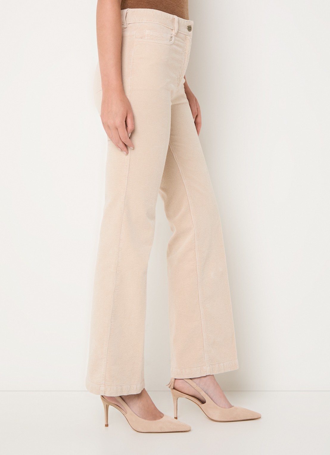 Gerard Darel Chantal high waist straight fit broek van corduroy - detail 5 beige