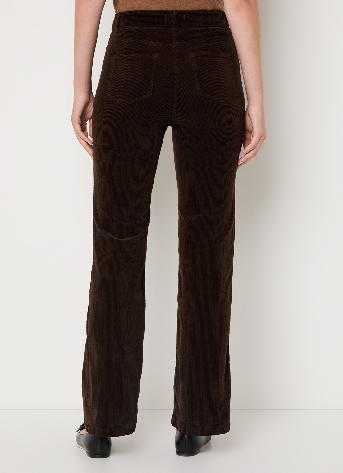 Gerard Darel Chantal high waist straight fit broek van corduroy - achterkant 3 donkerbruin