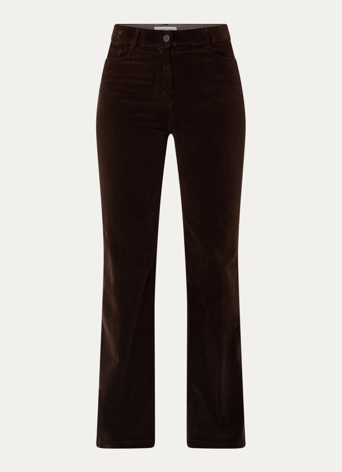Gerard Darel Chantal high waist straight fit broek van corduroy - voorkant donkerbruin