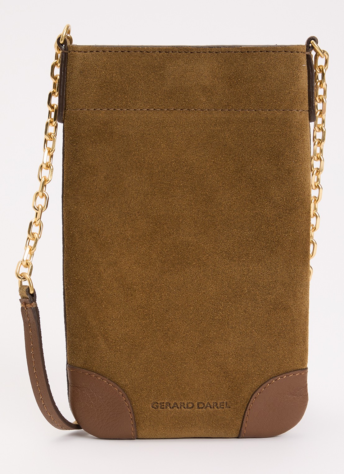 Gerard Darel Charlotte crossbody telefoonhoes van suède - voorkant creme