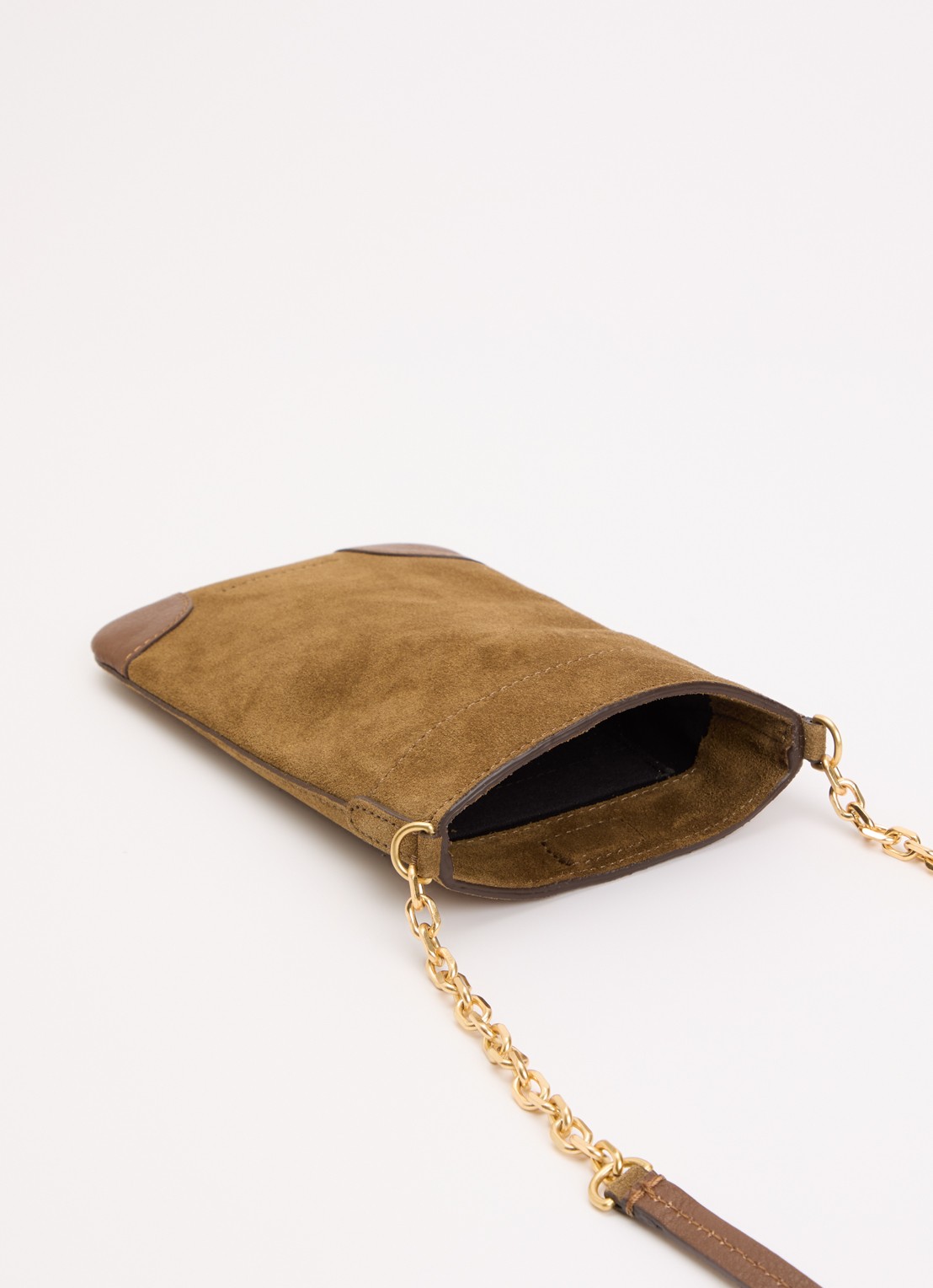 Gerard Darel Charlotte crossbody telefoonhoes van suède - voorkant 2 creme