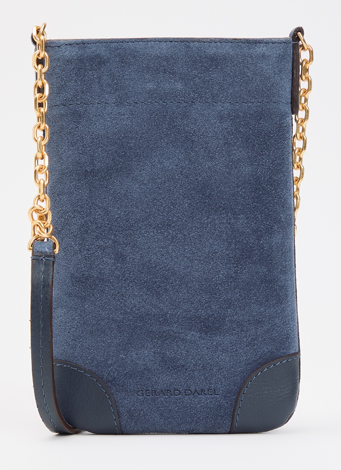 Gerard Darel Charlotte schoudertas van suéde met details van leer - voorkant blauw