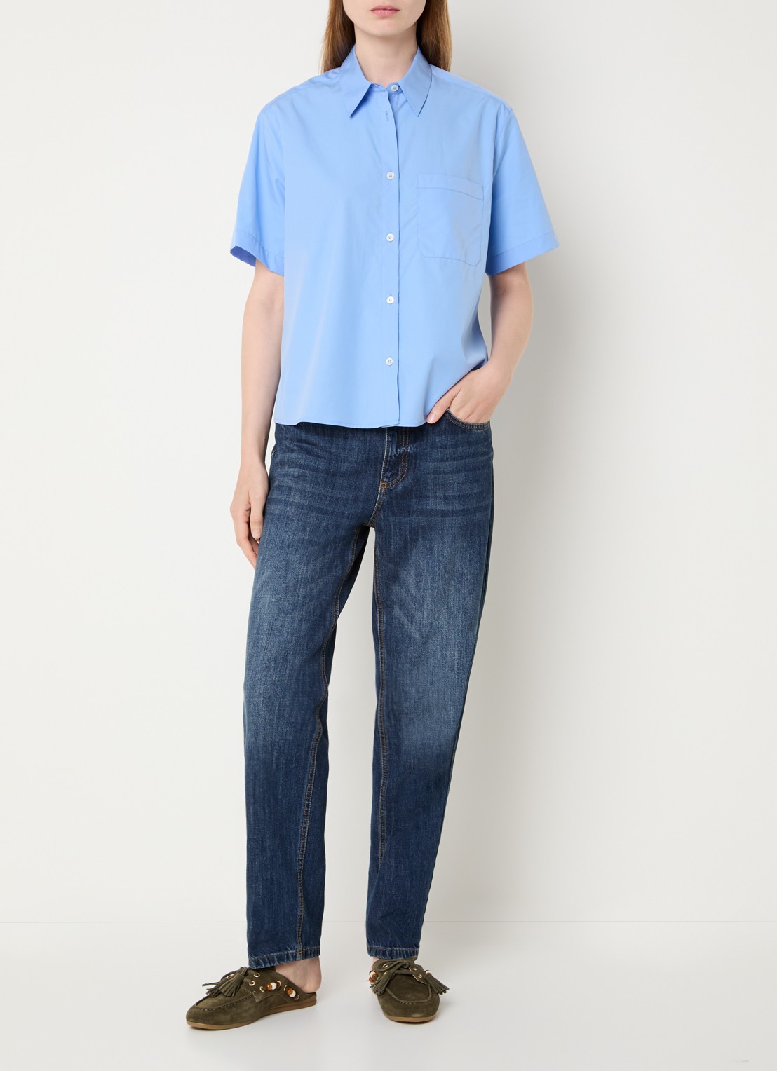 Gerard Darel Chayna blouse met borstzak - voorkant 4 blauwgrijs