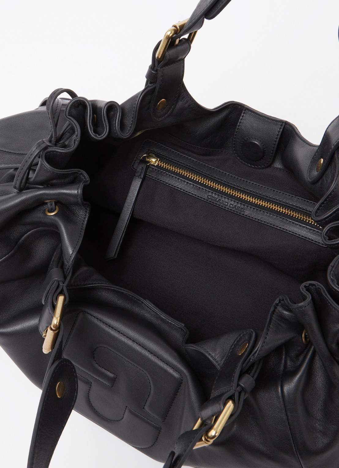Gerard Darel Chiara handtas van leer met logo - detail 2 zwart