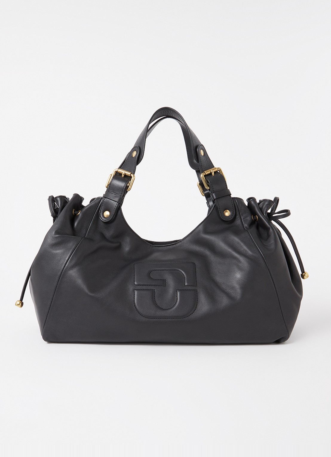 Gerard Darel Chiara handtas van leer met logo - voorkant 4 zwart