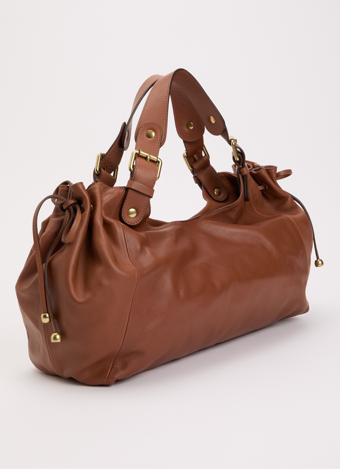 Gerard Darel Chiara handtas van leer met logo - achterkant roodbruin