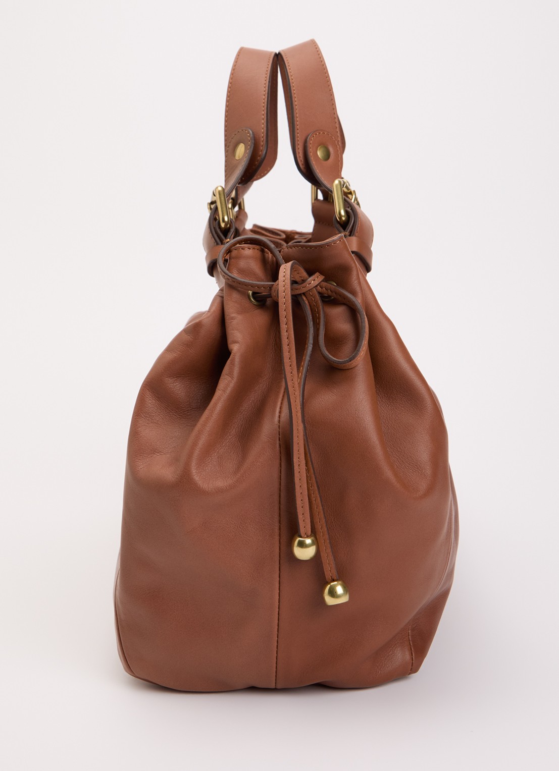 Gerard Darel Chiara handtas van leer met logo - detail 4 roodbruin