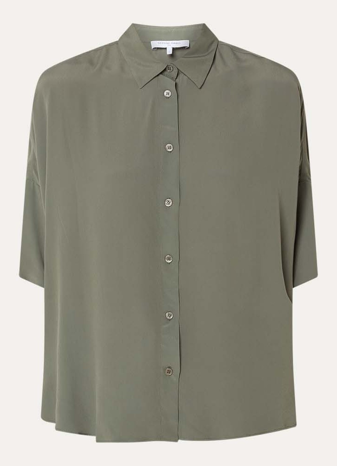 Gerard Darel Cirae oversized blouse in zijdeblend - voorkant 3 bronsgroen