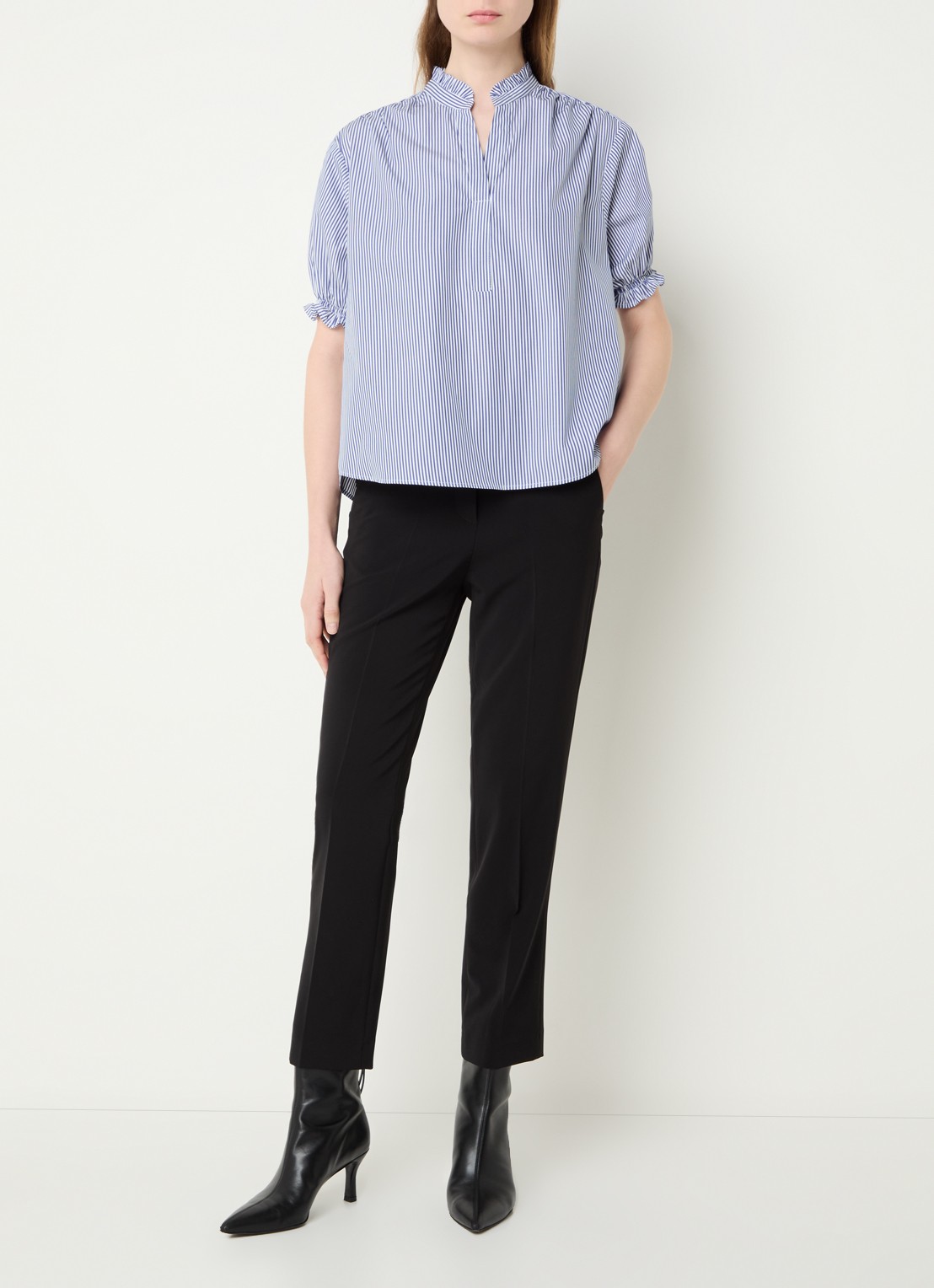 Gerard Darel Clee tuniek met streepprint - voorkant 2 staalblauw