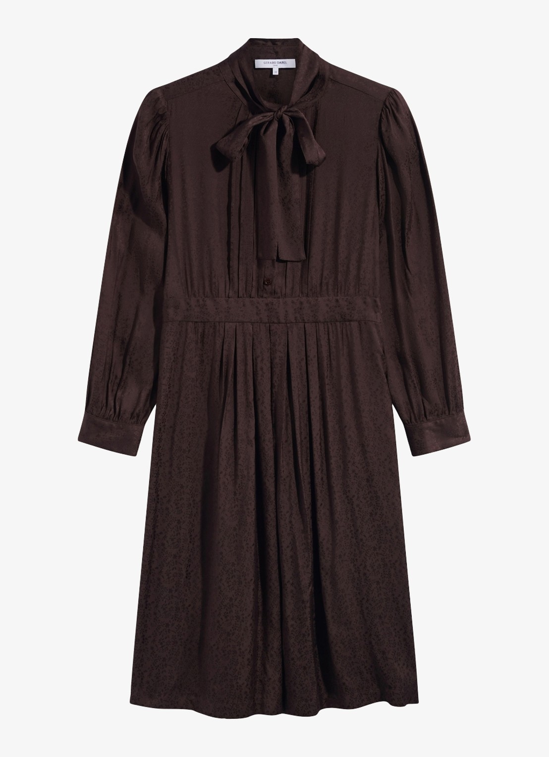 Gerard Darel Cleme midi jurk met jaquard dessin - voorkant 4 donkerbruin
