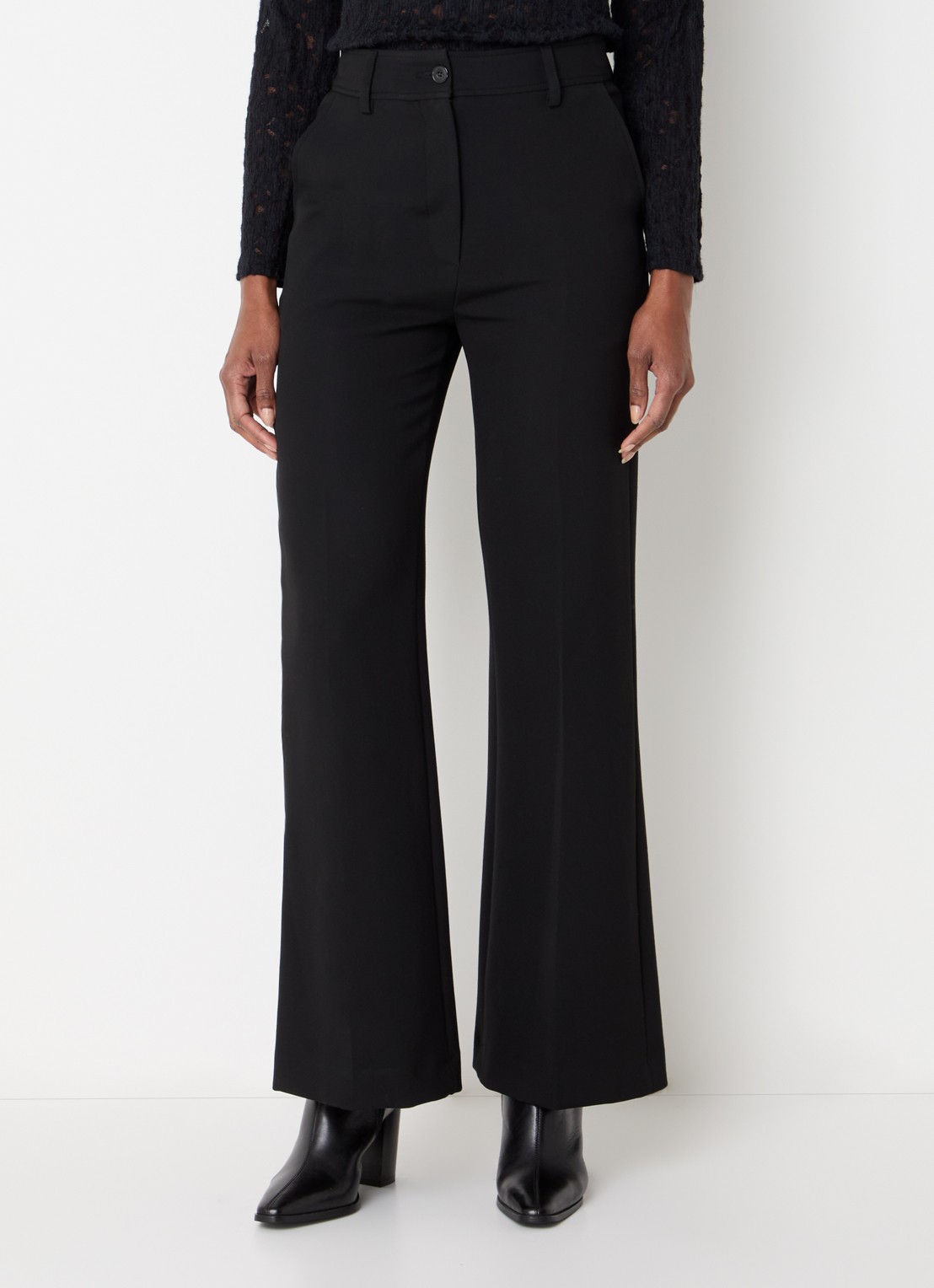 Gerard Darel Cloe high waist flared fit pantalon - detail 4 zwart