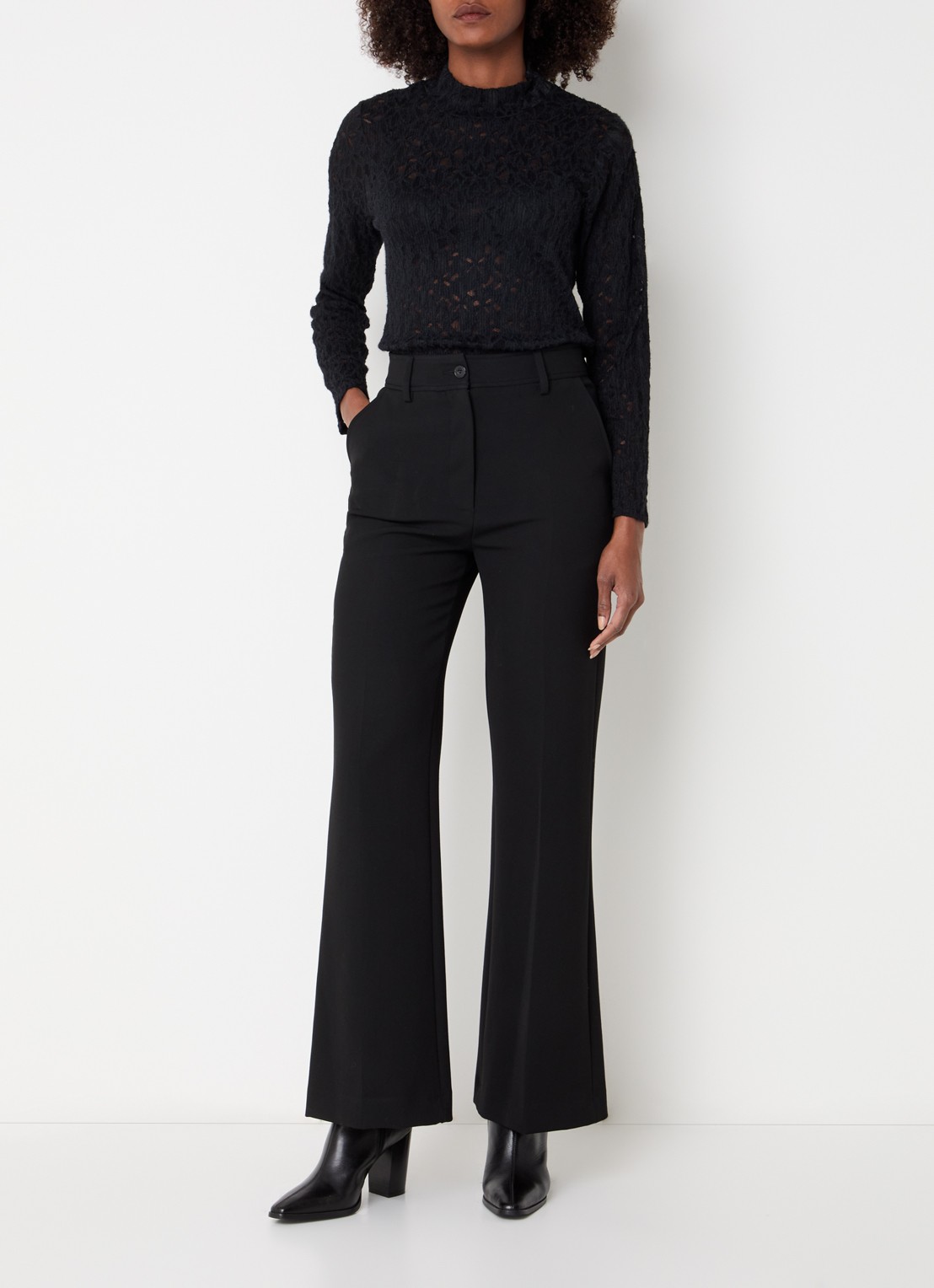 Gerard Darel Cloe high waist flared fit pantalon - voorkant 3 zwart